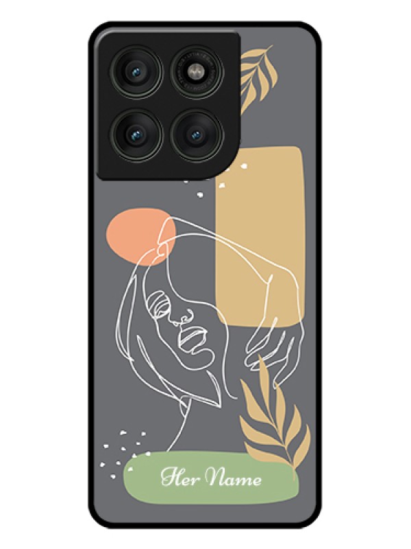 Custom Motorola Edge 60 Pro 5G Custom Glass Phone Case - Gazing Woman Line Art Design