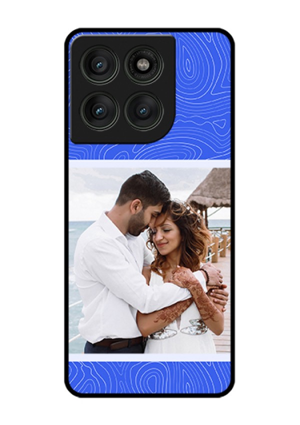Motorola Edge 60 Pro 5G Custom Glass Phone Case - Curved Line Art With Blue And White Design