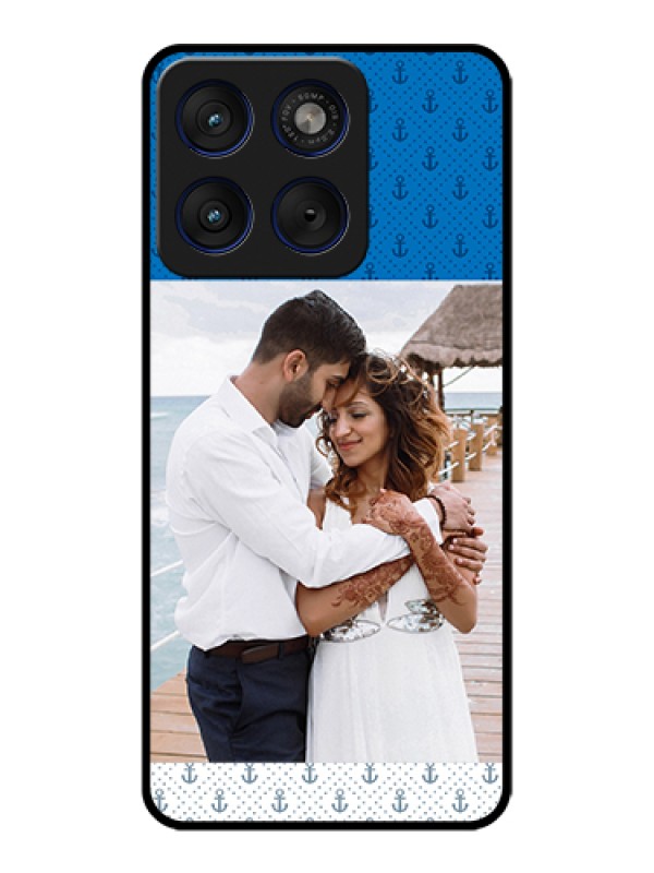 Custom Motorola Edge 70 5G Custom Glass Phone Case - Blue Anchors Design