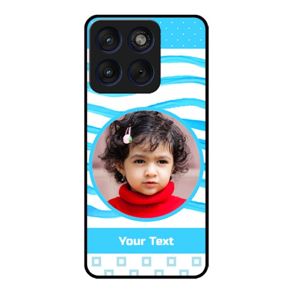 Motorola Edge 70 5G Custom Glass Phone Case - Simple Blue Case Design Motorola Edge 70 5G Custom Glass Phone Case - Simple Blue Case Design