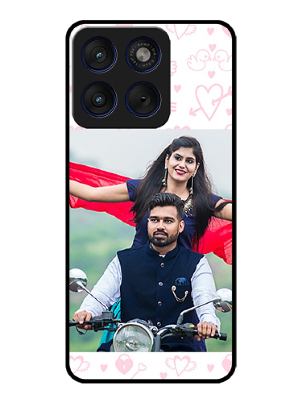Custom Motorola Edge 70 5G Custom Glass Phone Case - Pink Flying Heart Design