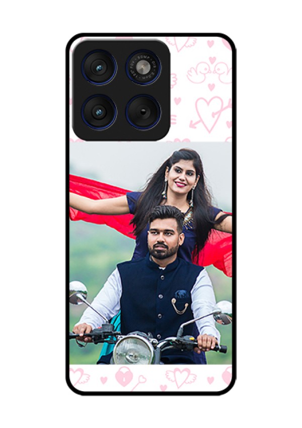 Motorola Edge 70 5G Custom Glass Phone Case - Pink Flying Heart Design