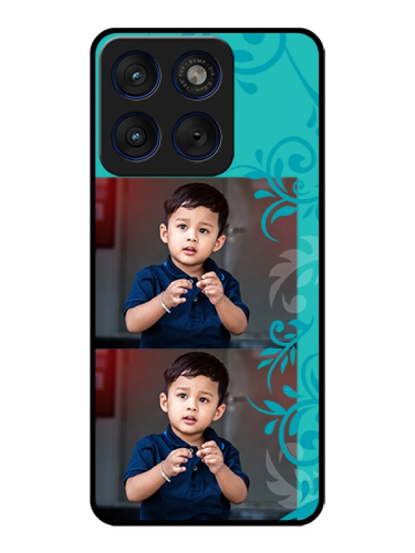 Custom Motorola Edge 70 5G Custom Glass Phone Case - With Photo And Green Floral Design