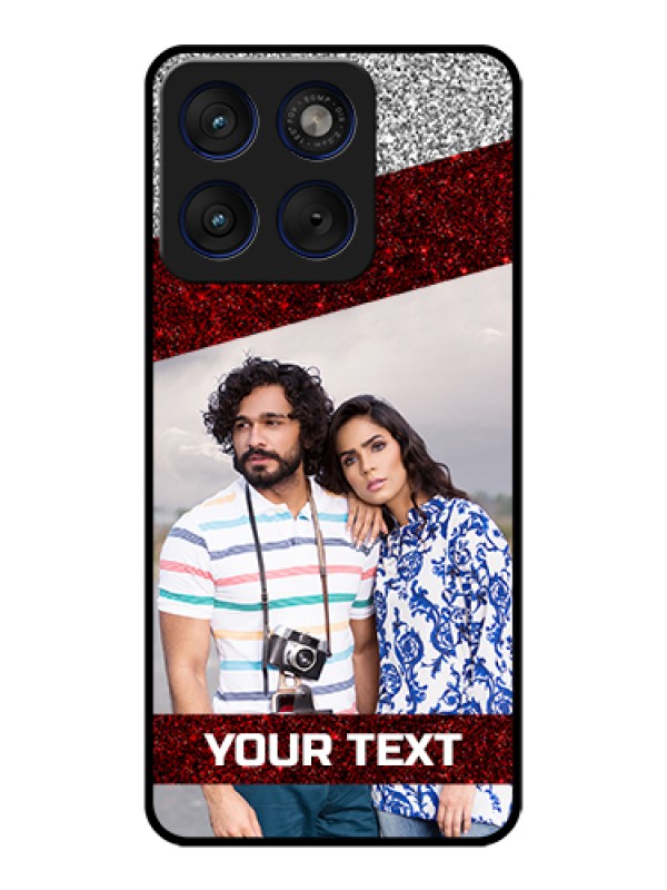 Custom Motorola Edge 70 5G Custom Glass Phone Case - Image Holder With Glitter Strip Design