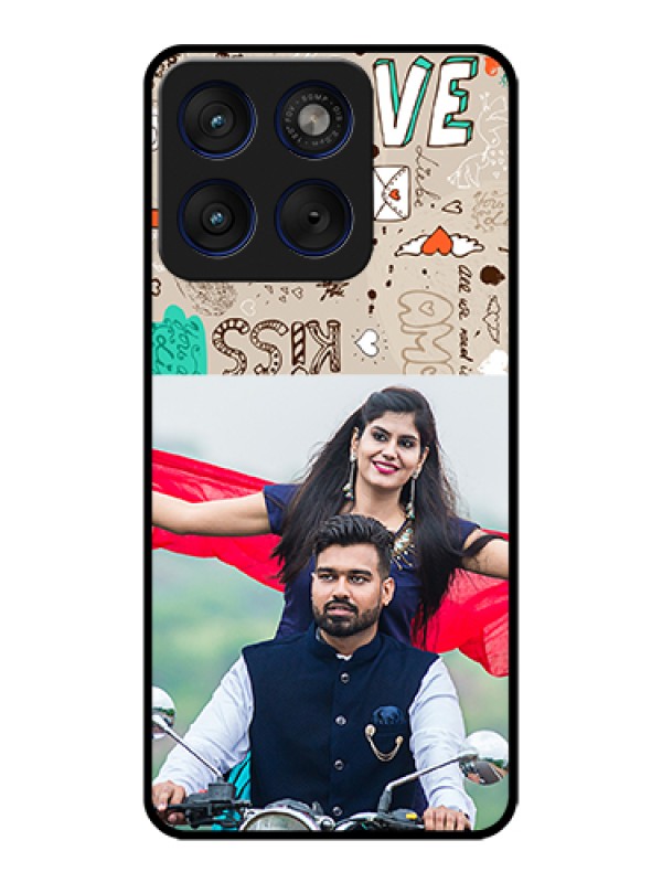 Custom Motorola Edge 70 5G Custom Glass Phone Case - Love Doodle Pattern