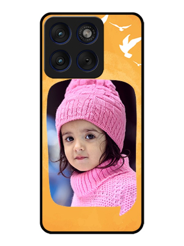Custom Motorola Edge 70 5G Custom Glass Phone Case - Water Color Design With Bird Icons