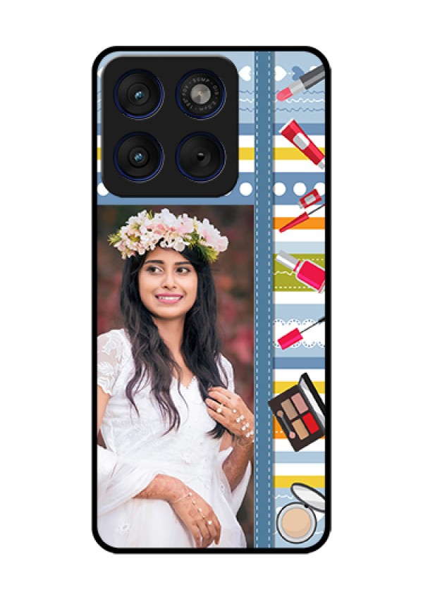Motorola Edge 70 5G Custom Glass Phone Case - Makeup Icons Design