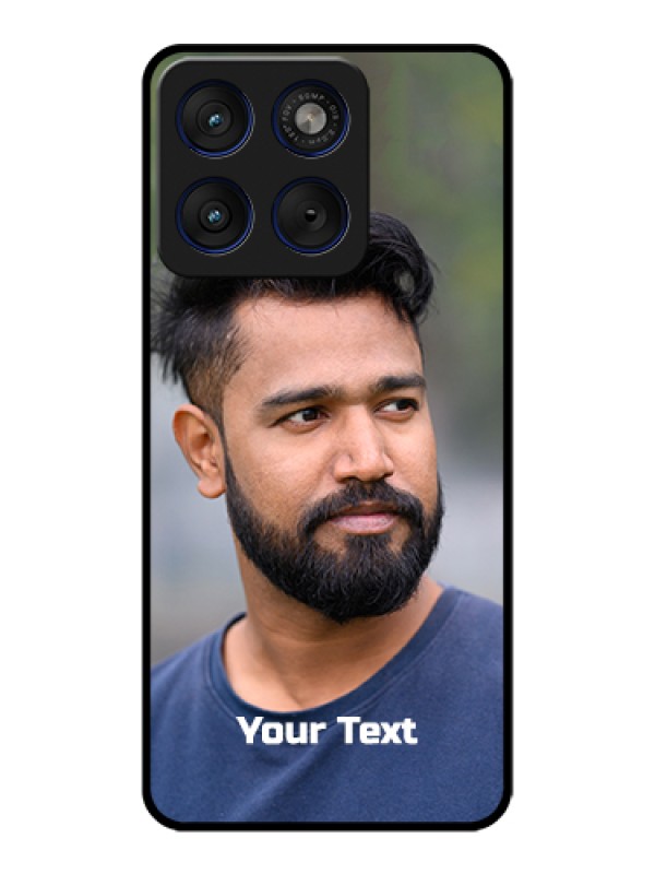 Custom Motorola Edge 70 5G Custom Glass Phone Case - Photo With Text Design