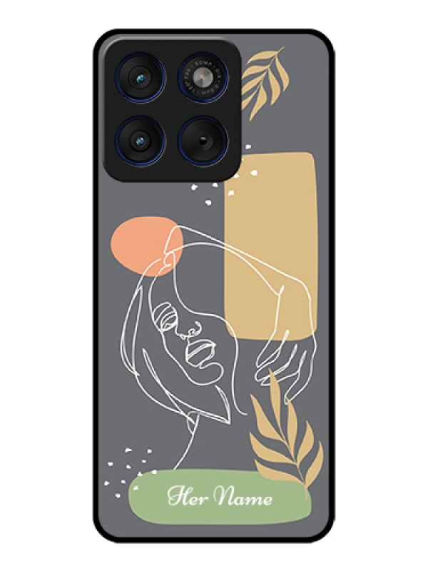 Custom Motorola Edge 70 5G Custom Glass Phone Case - Gazing Woman Line Art Design