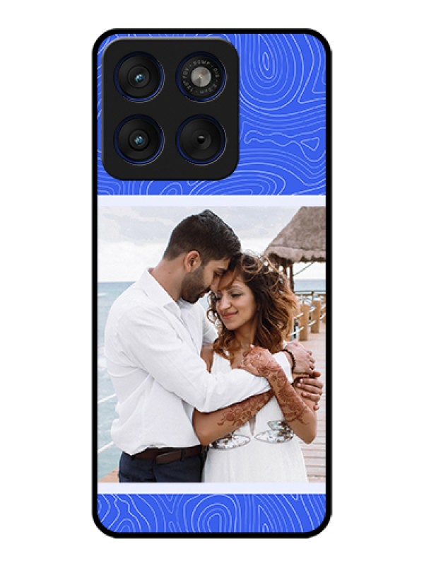 Custom Motorola Edge 70 5G Custom Glass Phone Case - Curved Line Art With Blue And White Design