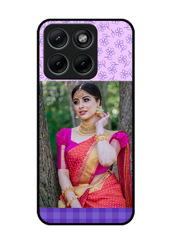 Motorola Edge 70 Fusion Custom Glass Phone Case - Purple Floral Design