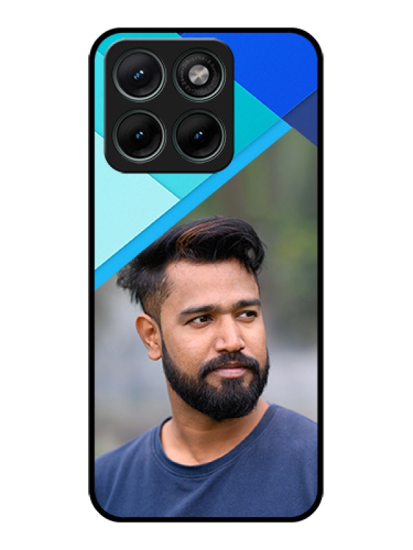 Custom Motorola Edge 70 Fusion Custom Glass Phone Case - Blue Pattern Design