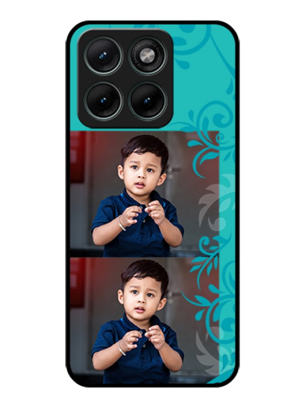 Custom Motorola Edge 70 Fusion Custom Glass Phone Case - With Photo And Green Floral Design