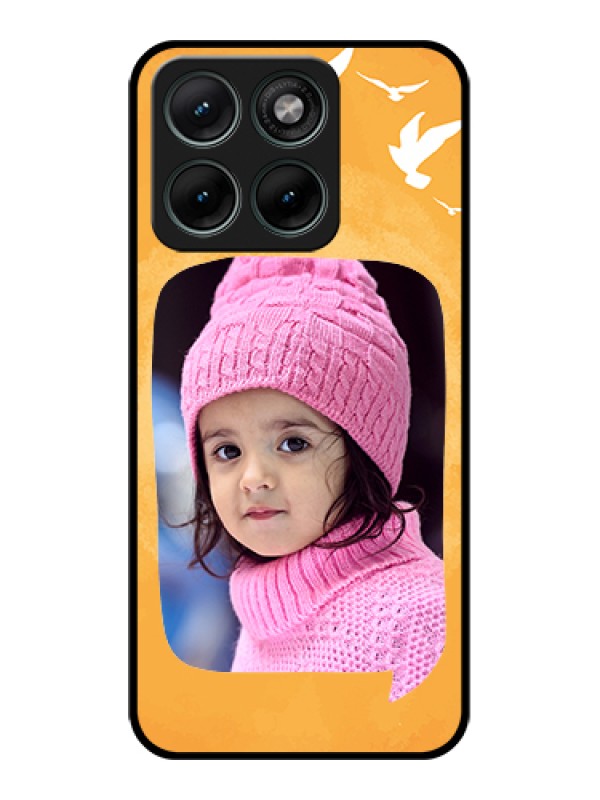 Custom Motorola Edge 70 Fusion Custom Glass Phone Case - Water Color Design With Bird Icons
