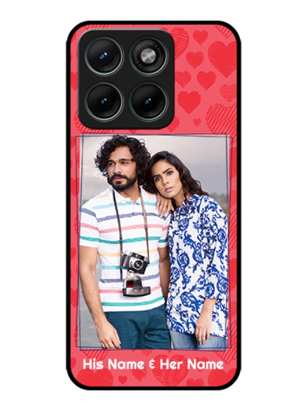 Custom Motorola Edge 70 Fusion Custom Glass Phone Case - With Red Heart Symbols Design