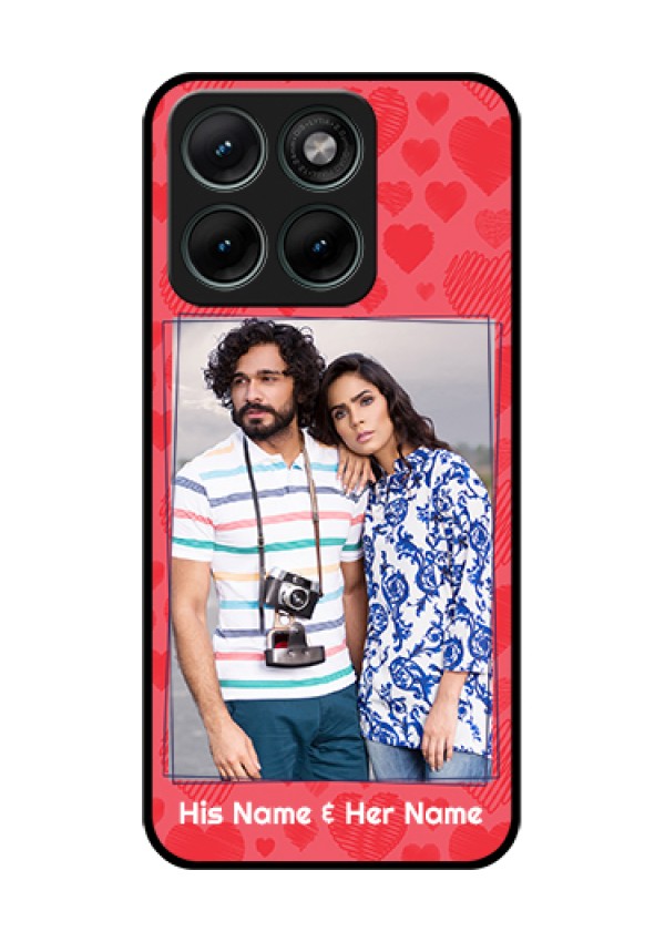 Motorola Edge 70 Fusion Custom Glass Phone Case - With Red Heart Symbols Design