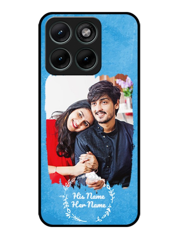 Custom Motorola Edge 70 Fusion Custom Glass Phone Case - Blue Color Vintage Design