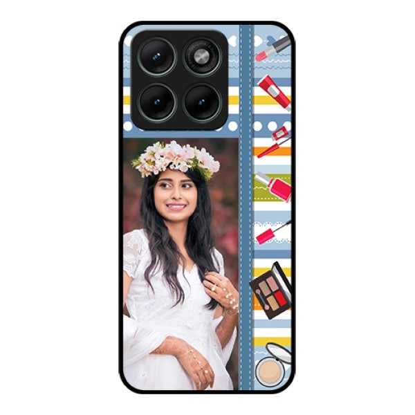 Motorola Edge 70 Fusion Custom Glass Phone Case - Makeup Icons Design
