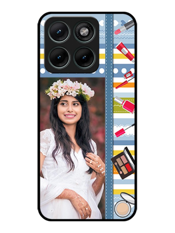 Custom Motorola Edge 70 Fusion Custom Glass Phone Case - Makeup Icons Design