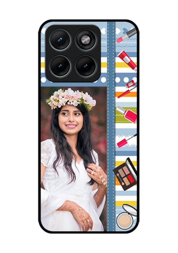 Motorola Edge 70 Fusion Custom Glass Phone Case - Makeup Icons Design