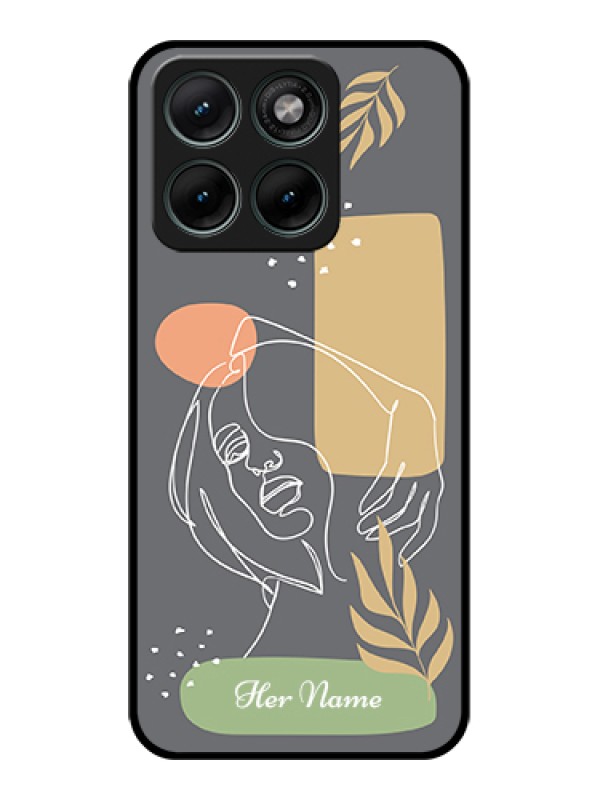 Custom Motorola Edge 70 Fusion Custom Glass Phone Case - Gazing Woman Line Art Design