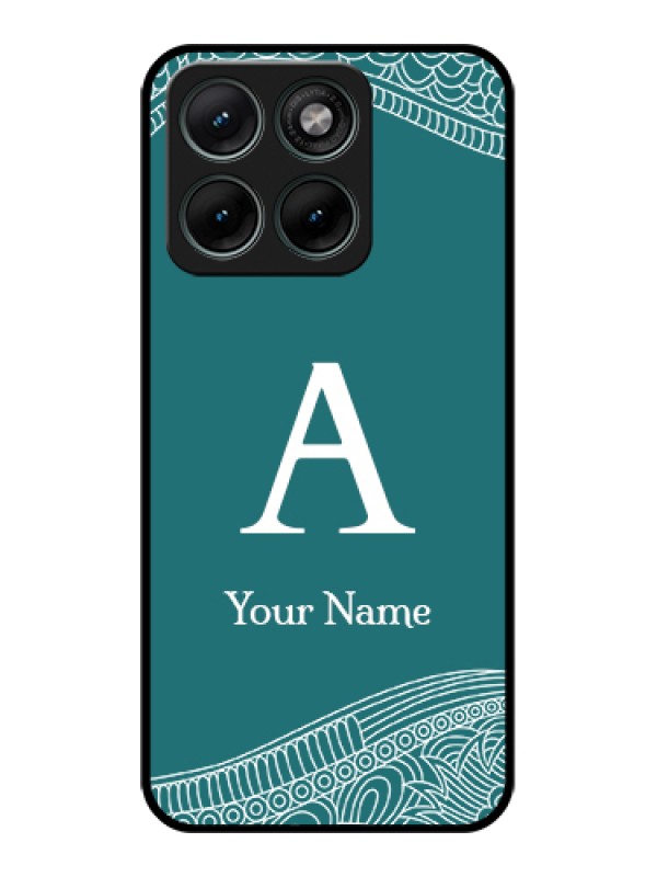 Custom Motorola Edge 70 Fusion Custom Glass Phone Case - Line Art Pattern With Custom Name Design