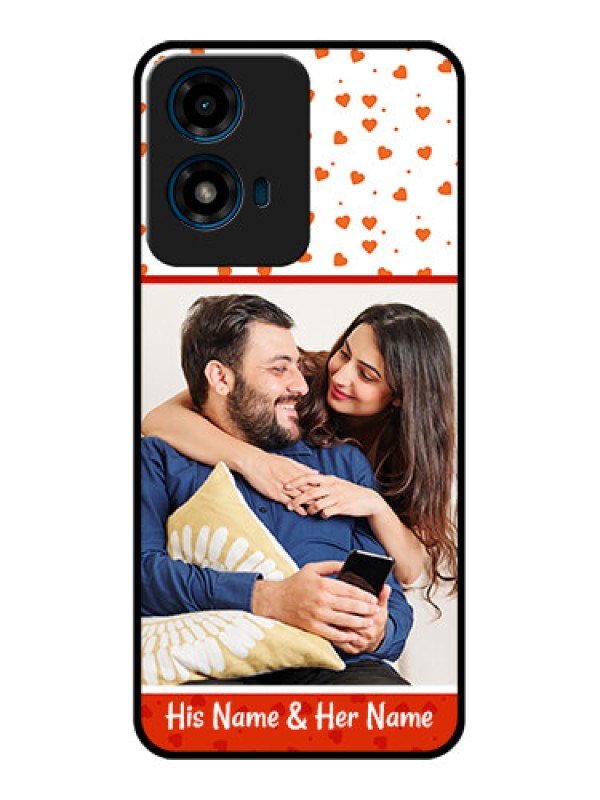 Custom Motorola G04 Custom Glass Phone CaseOrange Love Symbol Design