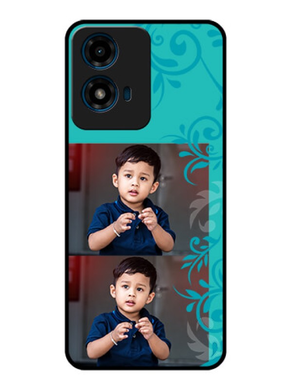 Custom Motorola G04 Custom Glass Phone CaseWith Photo And Green Floral Design