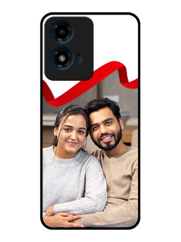 Custom Motorola G04 Custom Glass Phone CaseRed Ribbon Frame Design