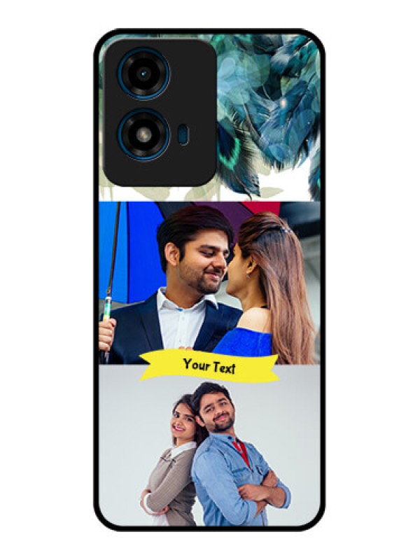 Custom Motorola G04 Custom Glass Phone CaseImage With Boho Peacock Feather Design