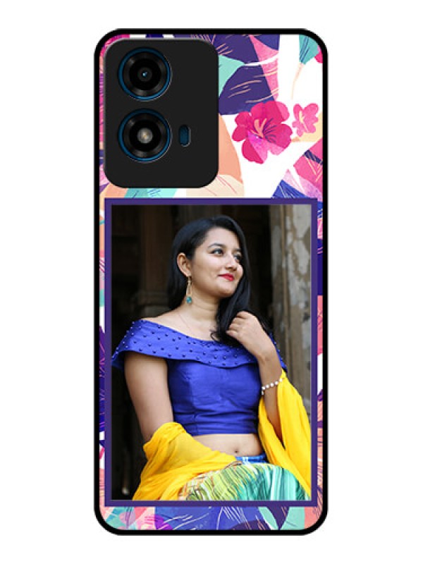 Custom Motorola G04 Custom Glass Phone CaseAbstract Floral Design