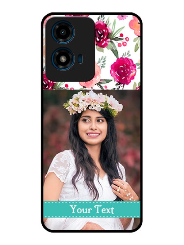 Custom Motorola G04 Custom Glass Phone CaseWater Colors Floral Design