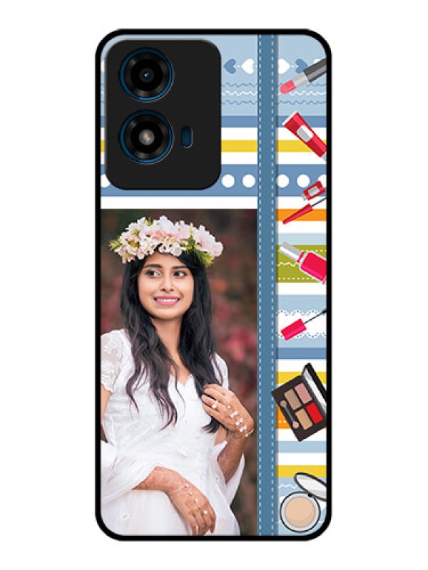 Custom Motorola G04 Custom Glass Phone CaseMakeup Icons Design
