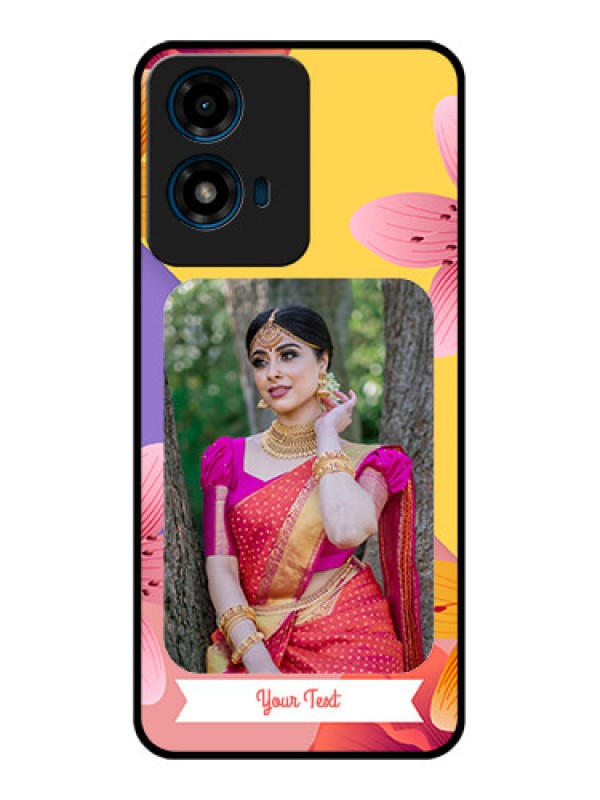 Custom Motorola G04S Custom Glass Phone Case3 Image With Vintage Floral Design