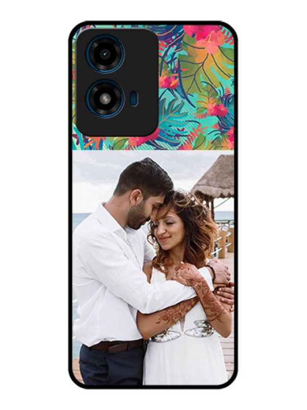 Custom Motorola G04S Custom Glass Phone CaseWatercolor Floral Design