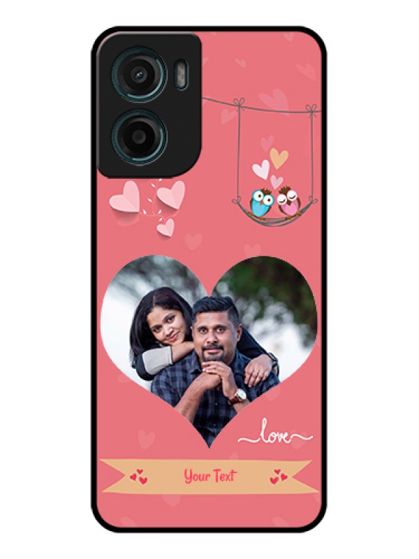 Custom Motorola G05 Custom Glass Phone Case - Peach Color Love Design