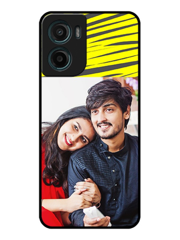 Custom Motorola G05 Custom Glass Phone Case - Yellow Abstract Design