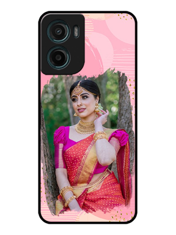 Custom Motorola G05 Custom Glass Phone Case - Gold Glitter Splash Design