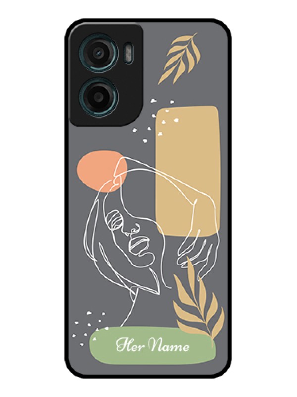 Custom Motorola G05 Custom Glass Phone Case - Gazing Woman Line Art Design