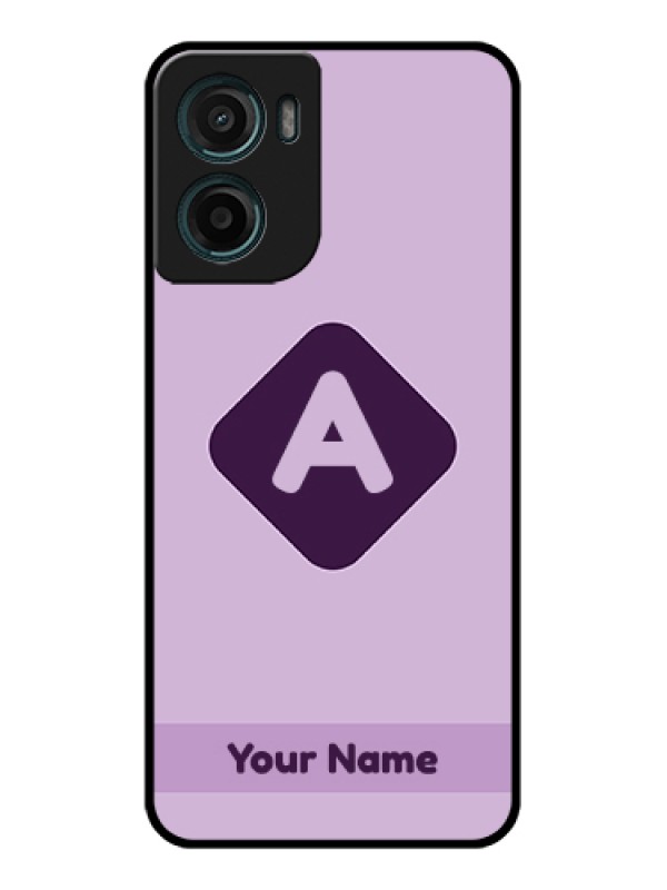 Custom Motorola G05 Custom Glass Phone Case - Custom Letter In Curved Badge Design