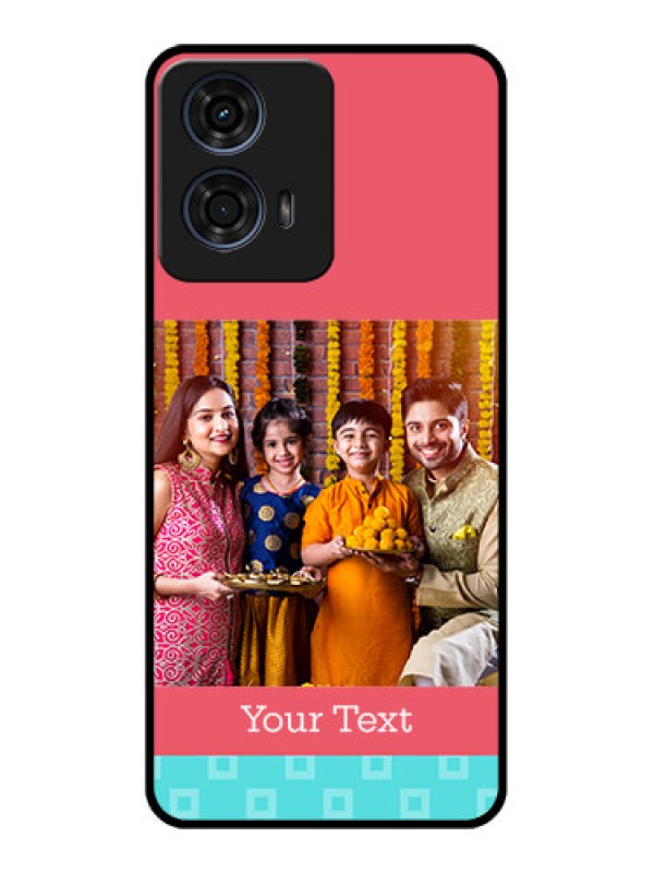 Custom Motorola G24 Power Custom Glass Phone CasePeach and Blue Color Design