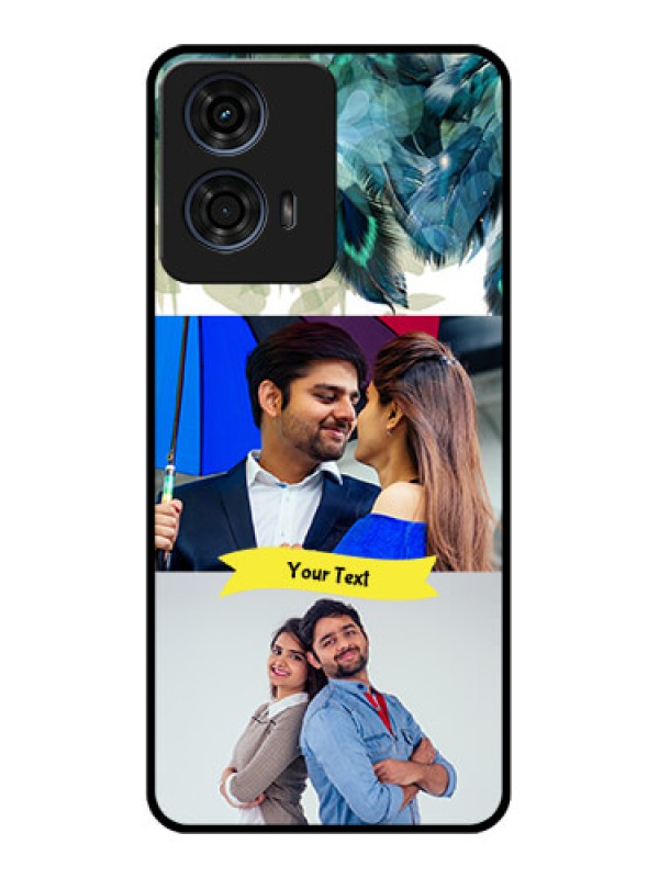 Custom Motorola G24 Power Custom Glass Phone CaseImage With Boho Peacock Feather Design