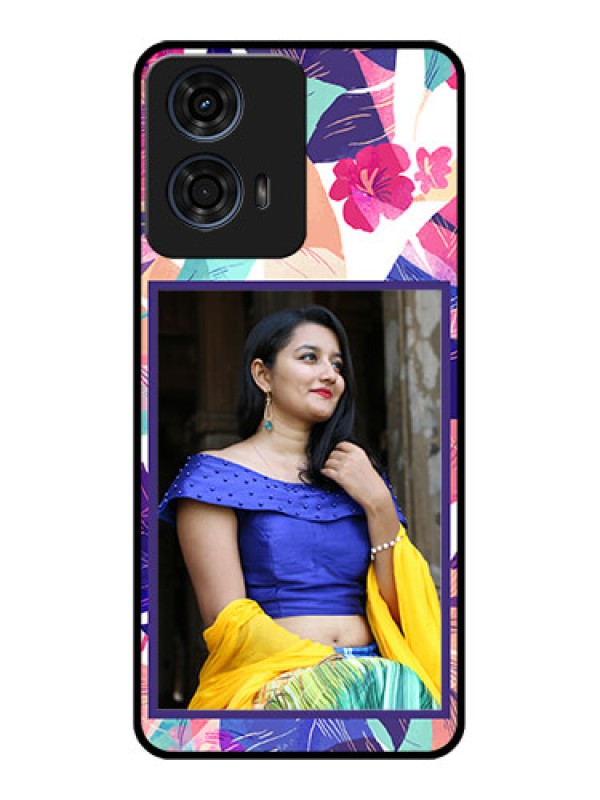 Custom Motorola G24 Power Custom Glass Phone CaseAbstract Floral Design