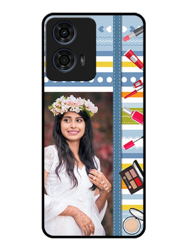 Custom Motorola G24 Power Custom Glass Phone CaseMakeup Icons Design