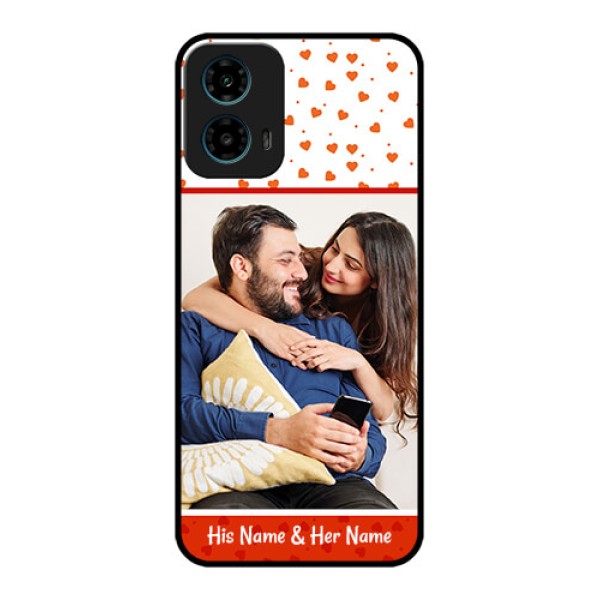 Motorola G34 5G Custom Glass Phone Case - Orange Love Symbol Design Motorola G34 5G Custom Glass Phone Case - Orange Love Symbol Design