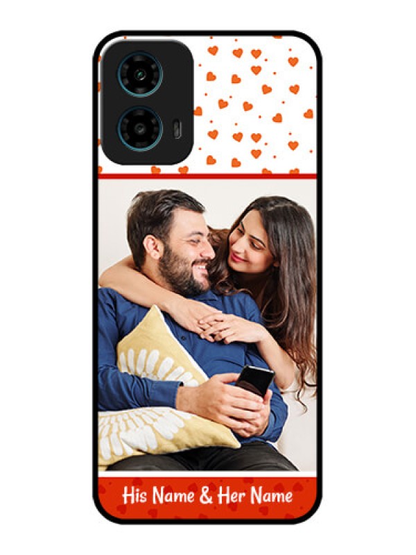 Custom Motorola G34 5G Custom Glass Phone Case - Orange Love Symbol Design