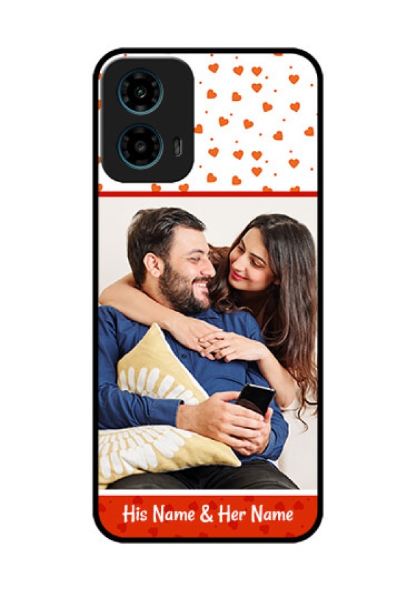 Motorola G34 5G Custom Glass Phone Case - Orange Love Symbol Design
