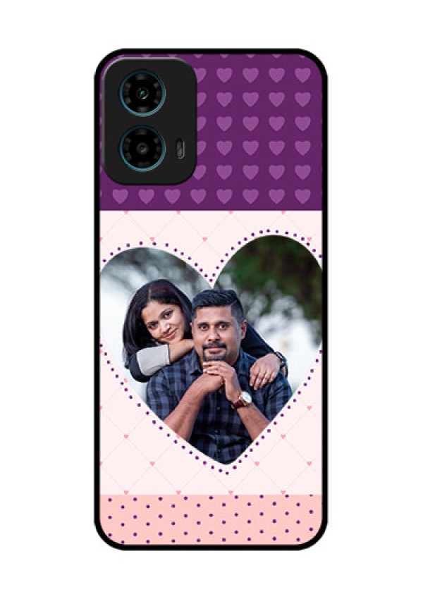Motorola G34 5G Custom Glass Phone Case - Violet Love Dots Design