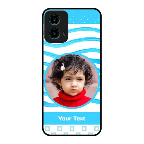 Motorola G34 5G Custom Glass Phone Case - Simple Blue Case Design Motorola G34 5G Custom Glass Phone Case - Simple Blue Case Design