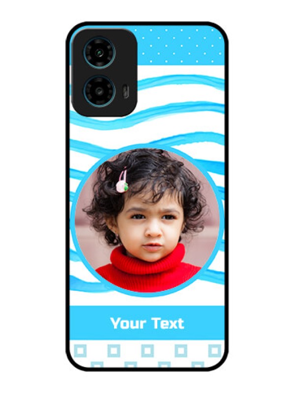 Custom Motorola G34 5G Custom Glass Phone Case - Simple Blue Case Design